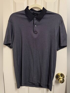 Theory Men's Short-Sleeve Polo - Charcoal with Black Collar